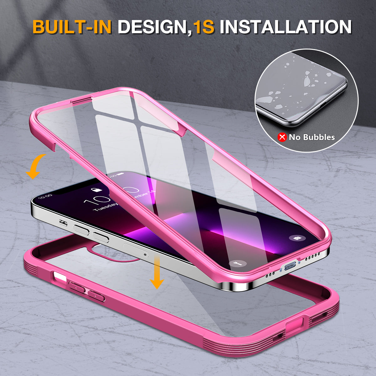 Miracase Glass Case for iPhone 13 Pro Max 6.7 inch, 2022 Upgrade Full-Body Clear Bumper Case with Built-in 9H Tempered Glass Screen Protector for iPhone 13 Pro Max