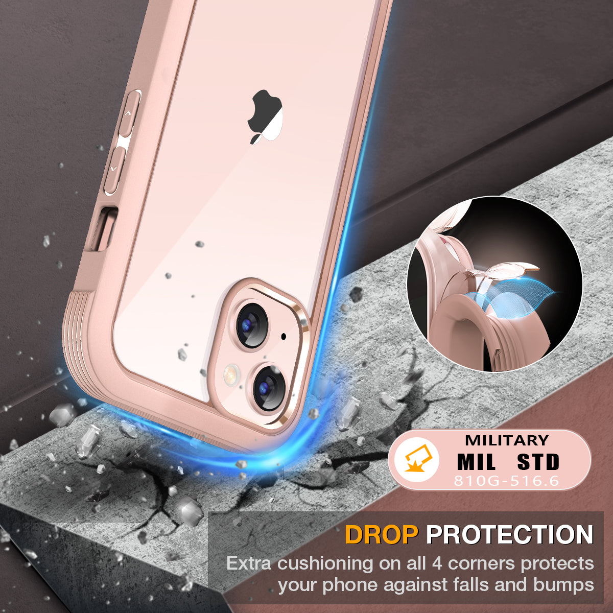 Phone Case with Glass Screen Protector for iPhone 13 Mini-Pink