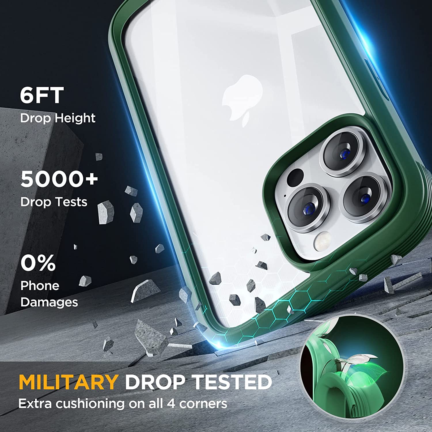 Miracase Glass Series Designed for iPhone 14 Pro Case 6.1 Inch, [2022 Newest] Full-Body Bumper Case with Built-in 9H Tempered Glass Screen Protector, with 2 Pcs Camera Lens Protectors