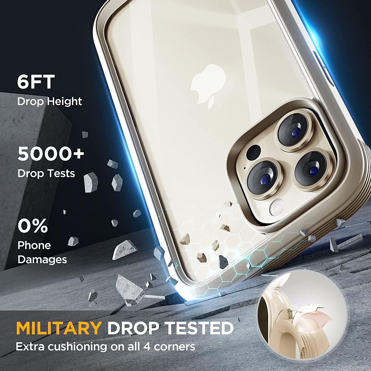 Miracase Glass Series Designed for iPhone 14 Pro Case 6.1 Inch, [2022 Newest] Full-Body Bumper Case with Built-in 9H Tempered Glass Screen Protector, with 2 Pcs Camera Lens Protectors