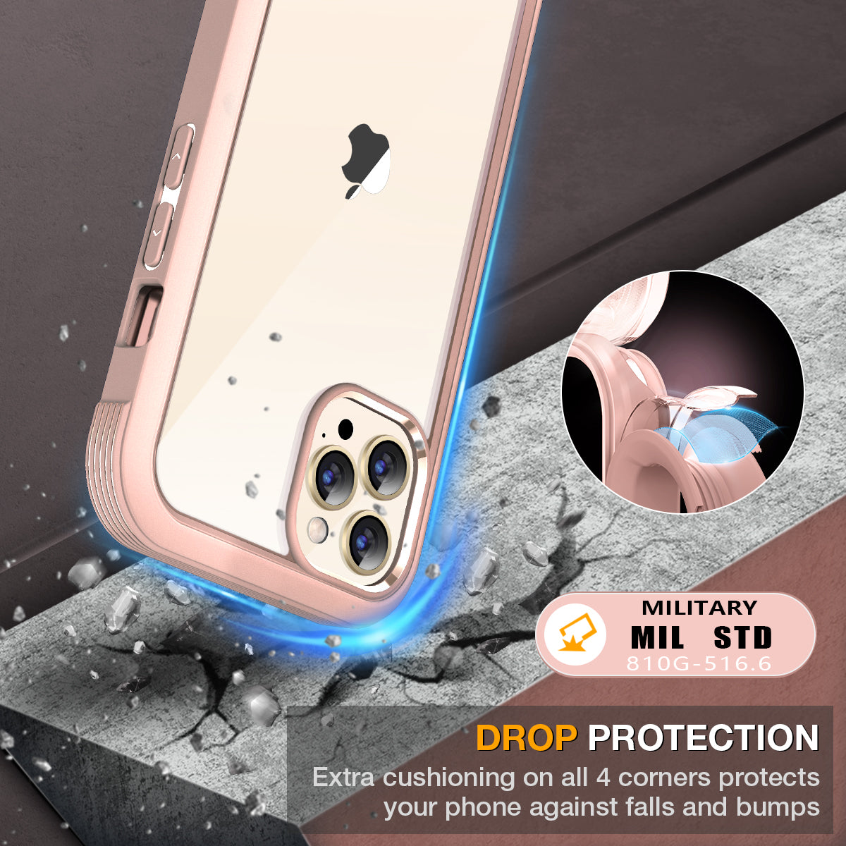 Miracase Glass iPhone 13 Pro Case 6.1 inch, 2022 New Full-Body Clear Bumper Case with Built-in 9H Tempered Glass Screen Protector for iPhone 13 Pro