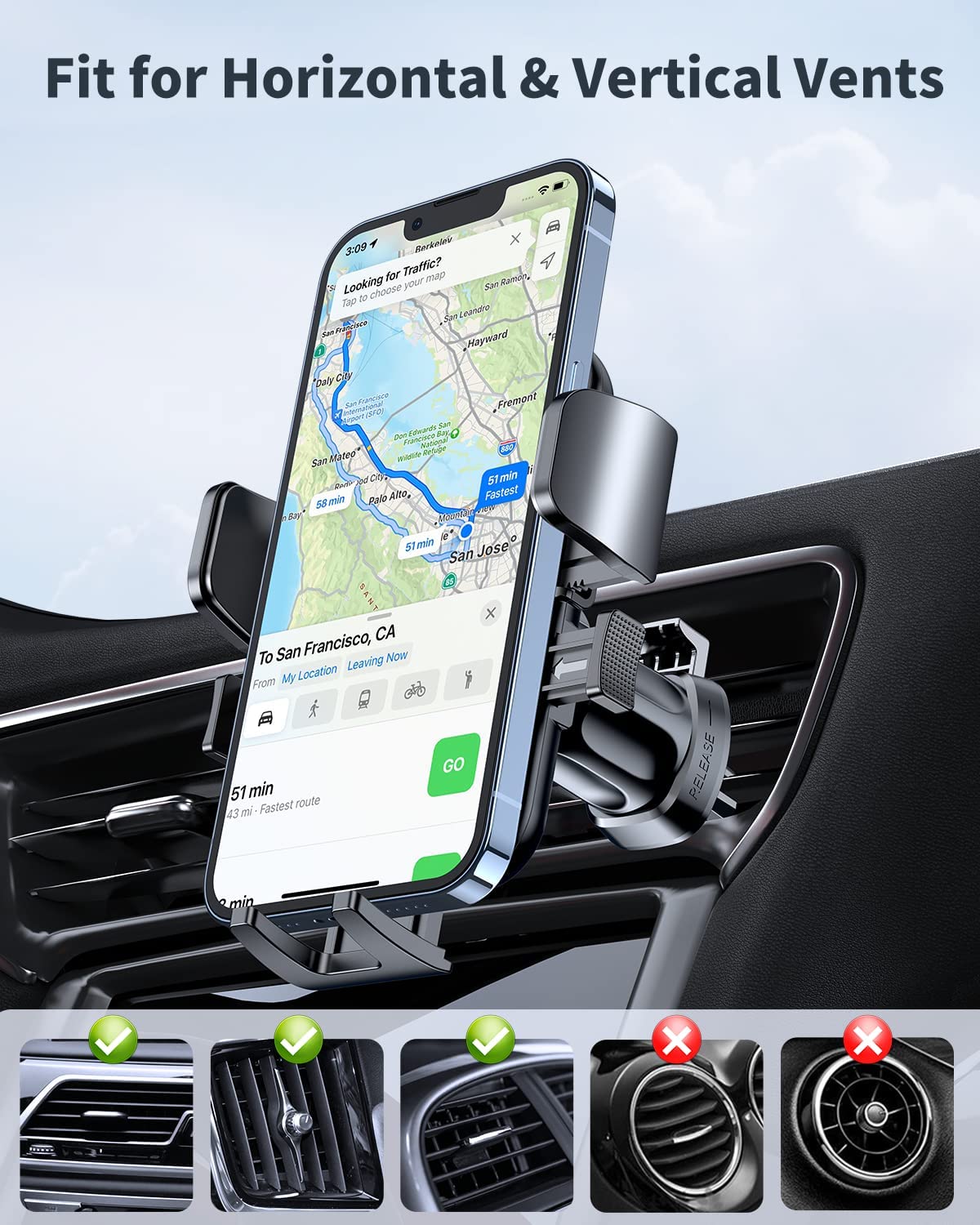 Miracase - Car Dashboard & Windshield Mount for Phone