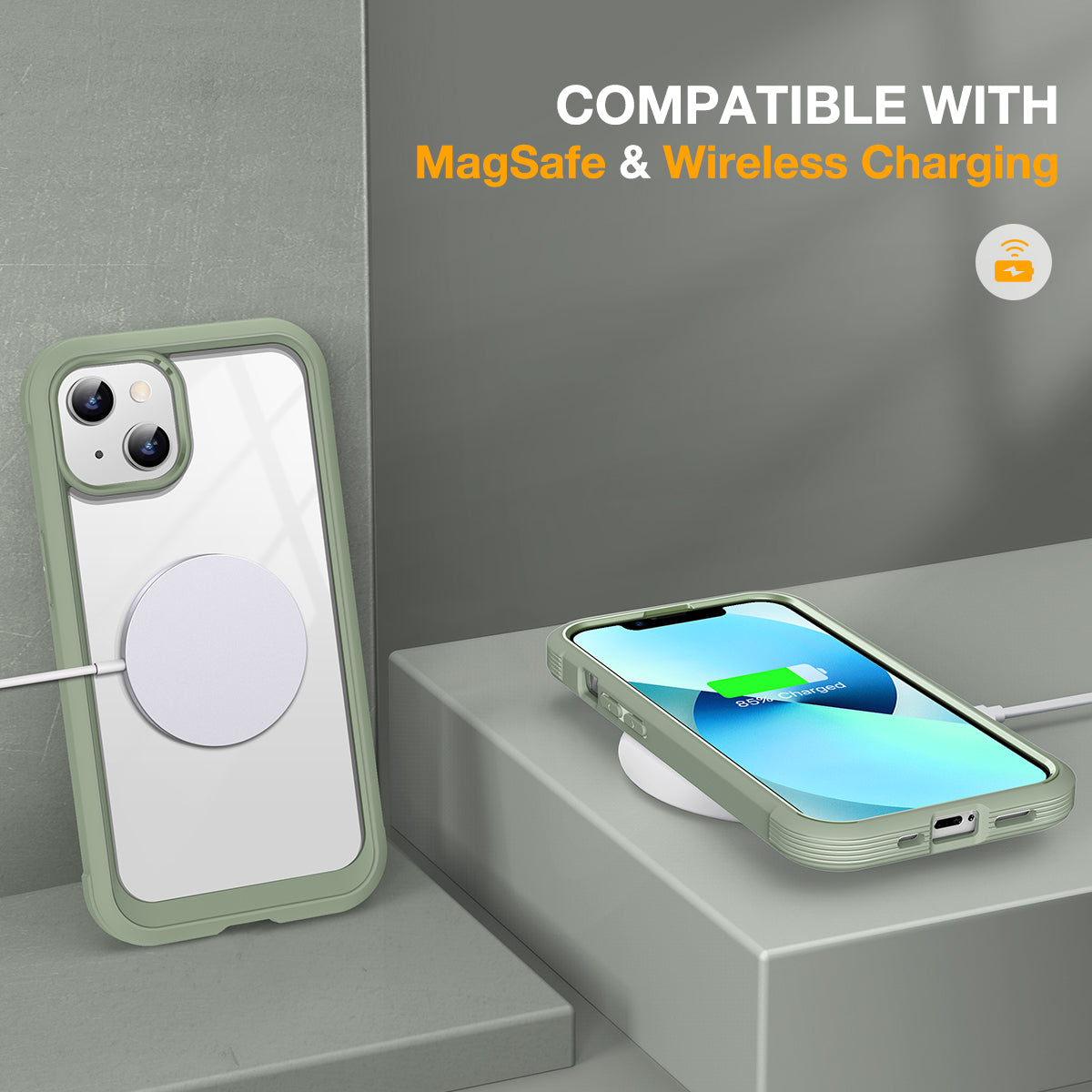 Miracase Compatible with iPhone 13 case 6.1 inch, [Glass Instead Plastic] with Built-in 9H Tempered Glass Screen Protector for iPhone 13,2021 Upgrade Full-Body Glass Clear Case