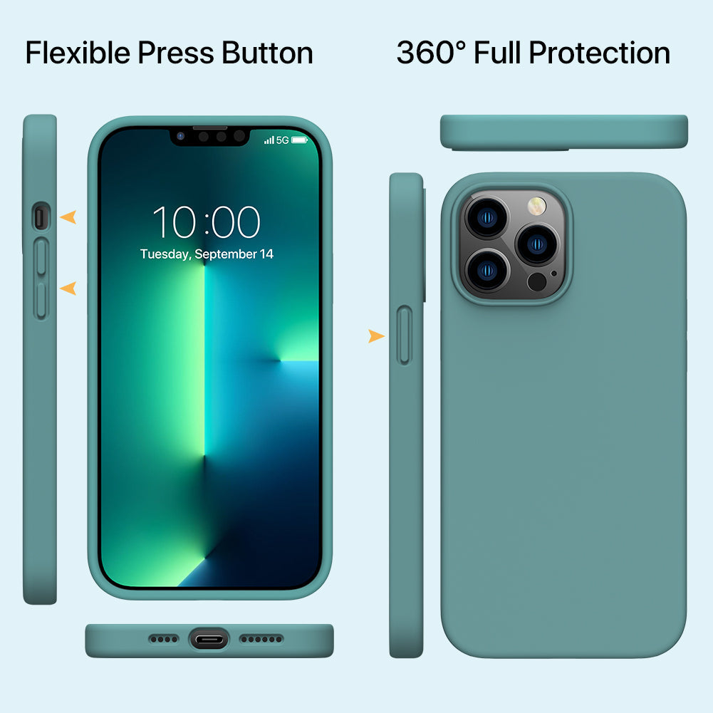 Miracase Designed for iPhone 13 Pro MAX Case, [6X Military Protection Tested] Soft Silicone Case with Anti-Scratch Microfiber Lining,Shockproof Protective Slim Thin Case