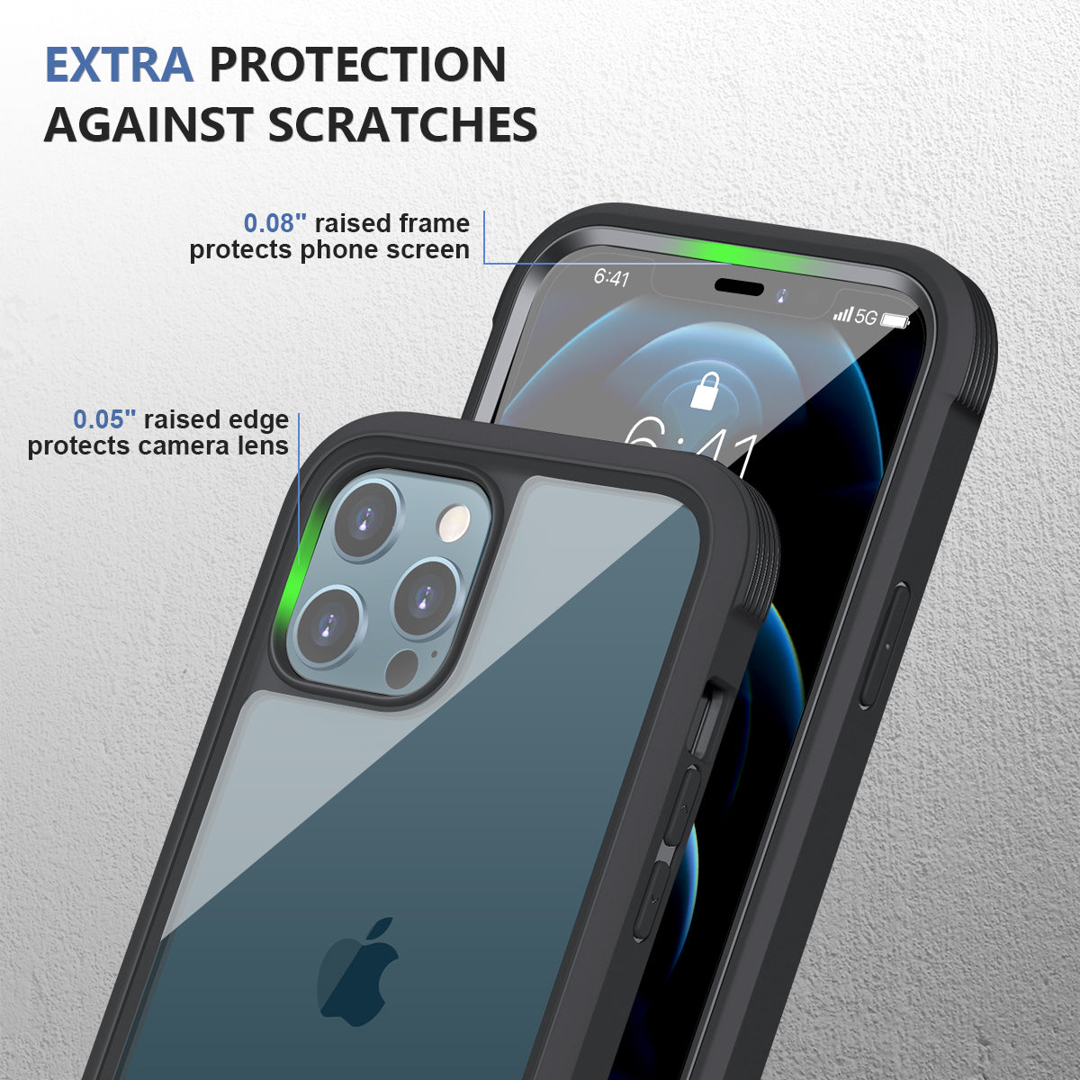 Miracase - iPhone 12 Pro Max Clear Phone Case with Tempered Glass