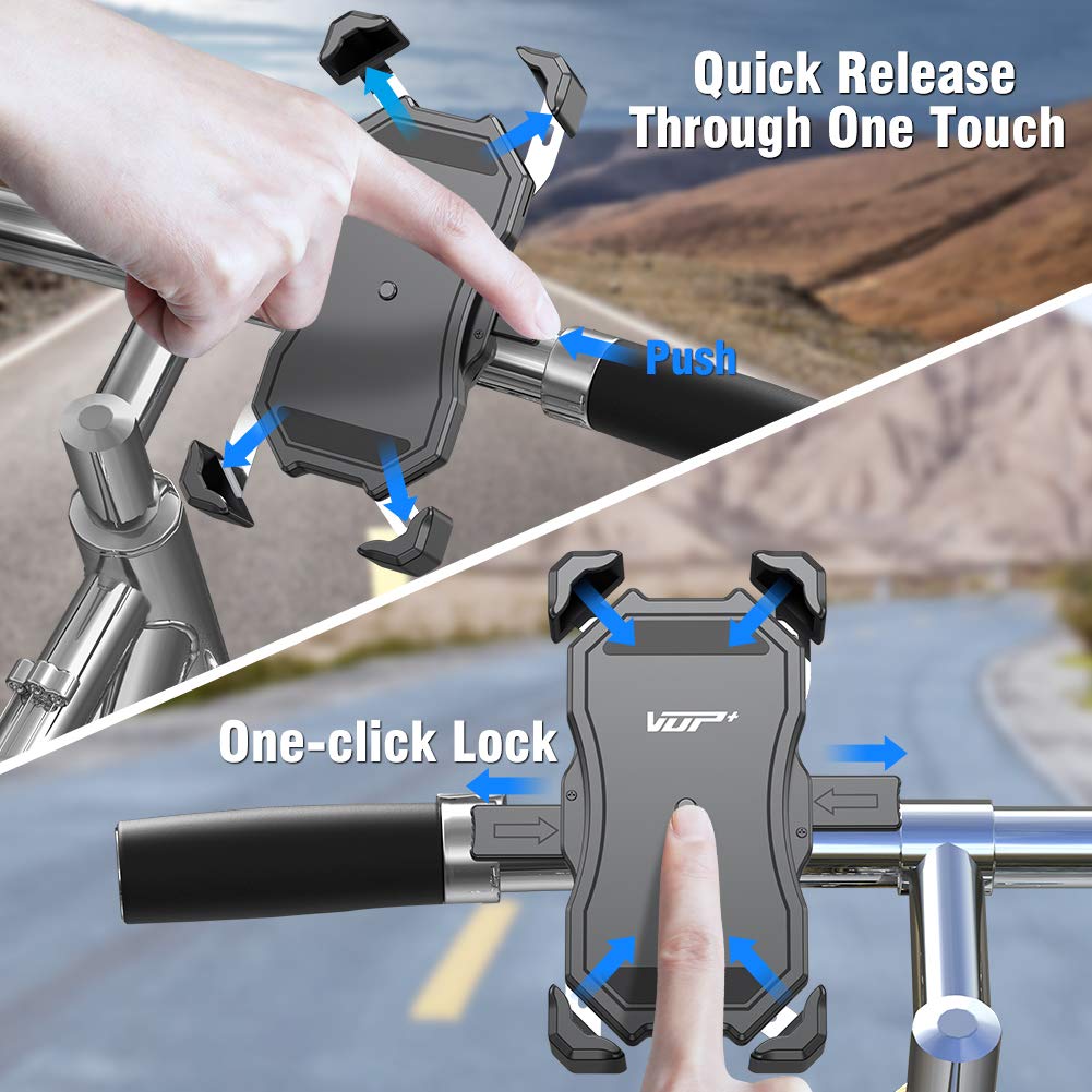 VUP Bicycle Motorcycle Phone Holder, 360° Rotation Anti Shake Cradle Clamp Bike Accessories Fit for iPhone, Galaxy, Google Pixel