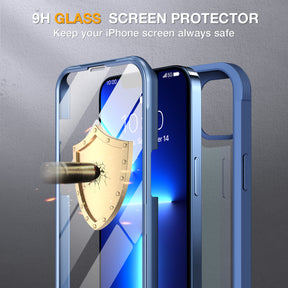 Miracase Glass iPhone 13 Pro Case 6.1 inch, 2022 New Full-Body Clear Bumper Case with Built-in 9H Tempered Glass Screen Protector for iPhone 13 Pro
