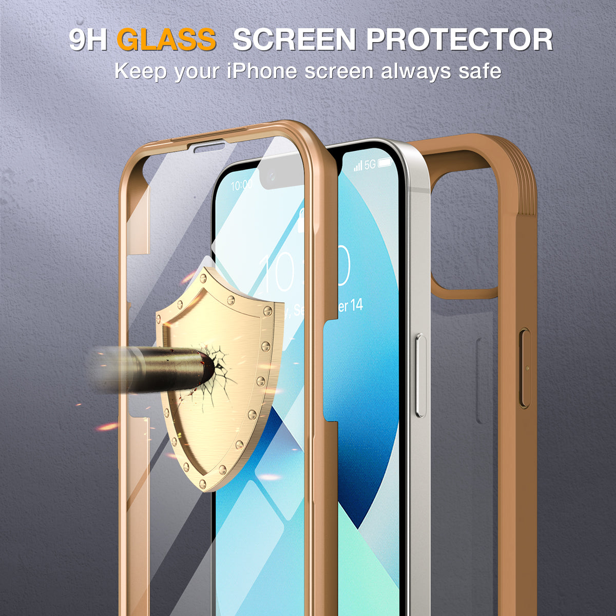 Miracase Compatible with iPhone 13 case 6.1 inch, [Glass Instead Plastic] with Built-in 9H Tempered Glass Screen Protector for iPhone 13,2021 Upgrade Full-Body Glass Clear Case