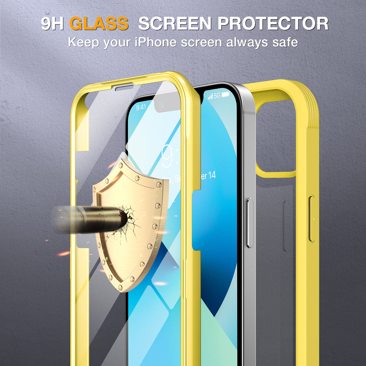 Miracase Compatible with iPhone 13 case 6.1 inch, [Glass Instead Plastic] with Built-in 9H Tempered Glass Screen Protector for iPhone 13,2021 Upgrade Full-Body Glass Clear Case