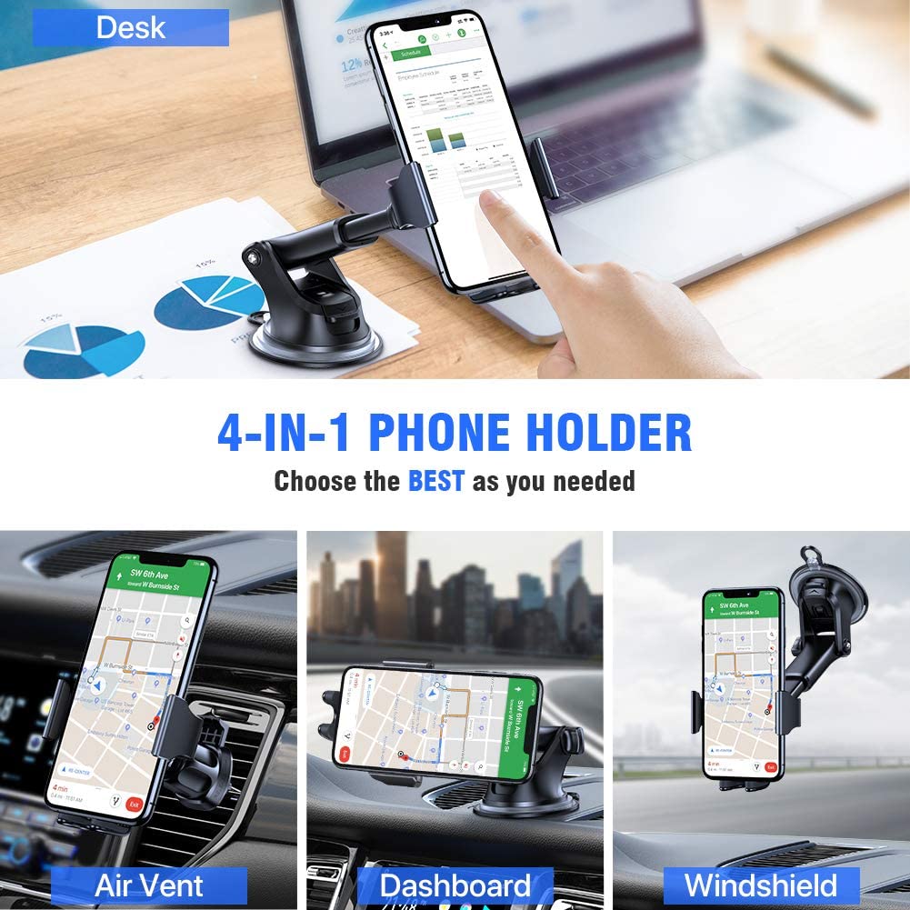 Miracase 4-in-1 Universal Car Phone Holder Mount for Dashboard Air Vent Windshield