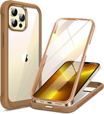 Miracase Glass iPhone 13 Pro Case 6.1 inch, 2022 New Full-Body Clear Bumper Case with Built-in 9H Tempered Glass Screen Protector for iPhone 13 Pro
