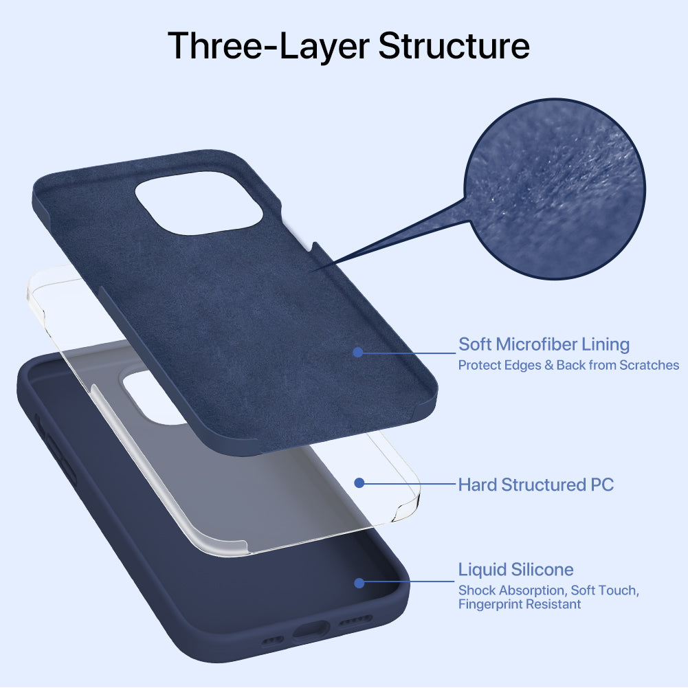 Miracase Designed for iPhone 13 Pro Case, [6X Military Protection Tested] Soft Silicone Case with Anti-Scratch Microfiber Lining,Shockproof Protective Slim Thin Case