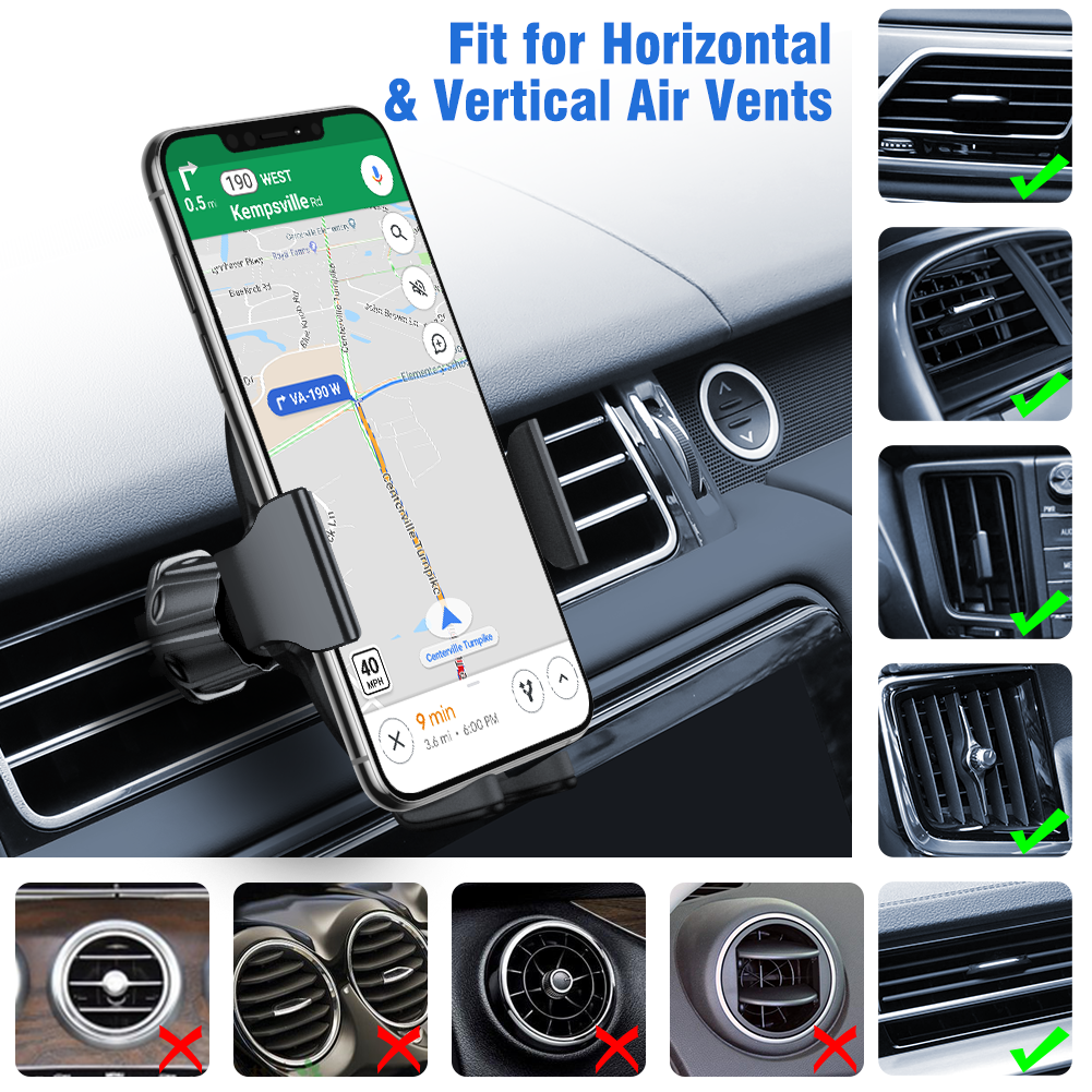 [Upgraded] Miracase Universal Magnetic Phone Holder for Car,[2nd Generation  Vent Clip&Strong Magnets] Hands Free Car Phone Mount, Air Vent Cell Phone