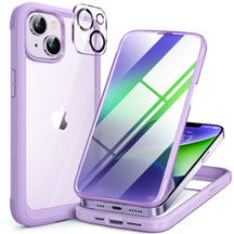 Miracase Glass Series Designed for iPhone 14 Case 6.1 inch, 2022 Upgrade Full-Body Clear Bumper Case with Built-in 9H Tempered Glass Screen Protector and 2 Pcs Camera Lens Protector