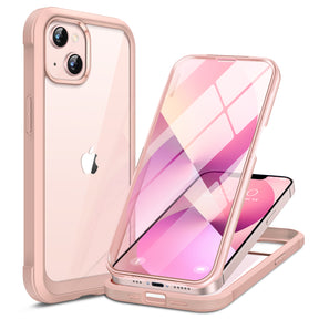Phone Case with Glass Screen Protector for iPhone 13-Pink